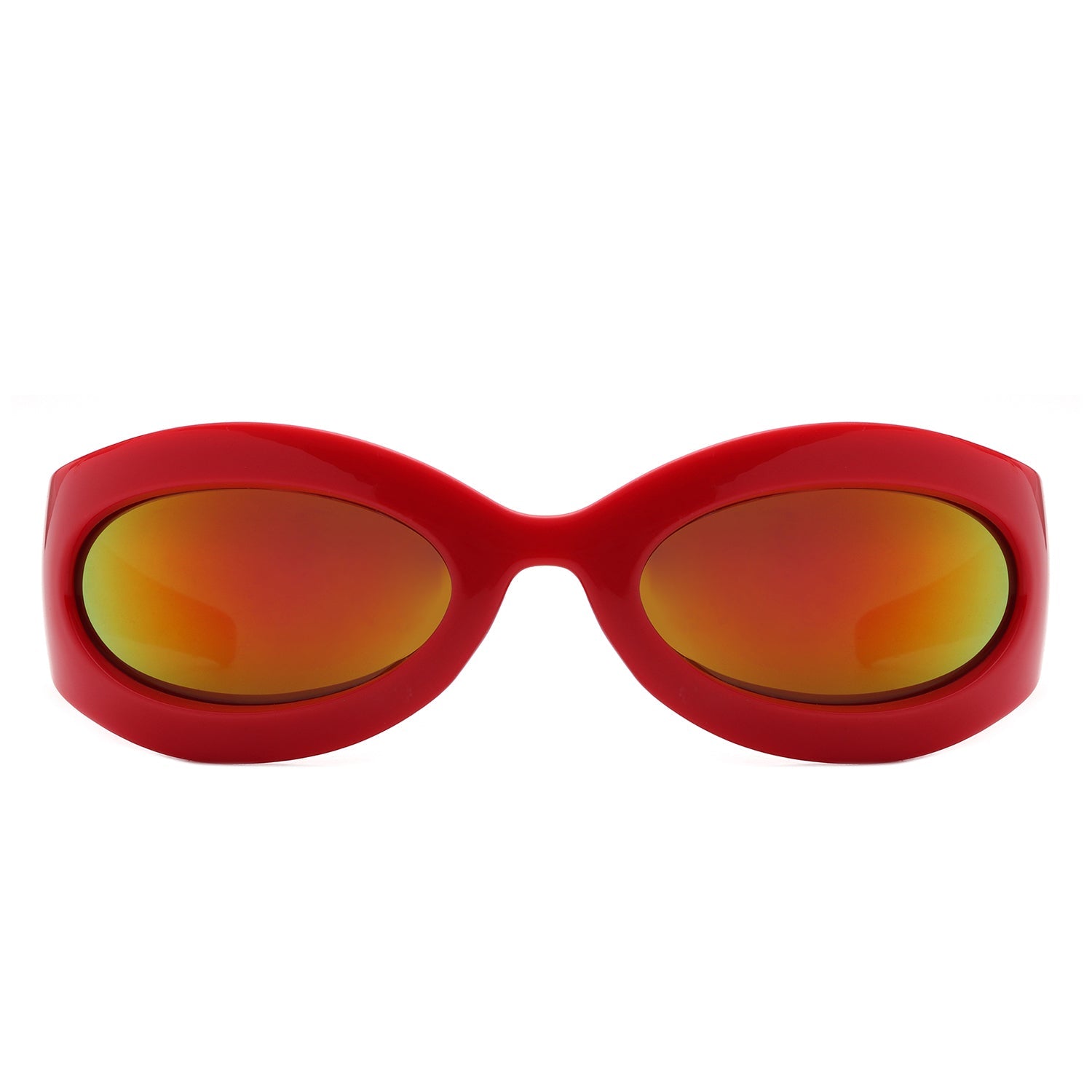 Albion - Retro Oval Wrap Around Round Sunglasses