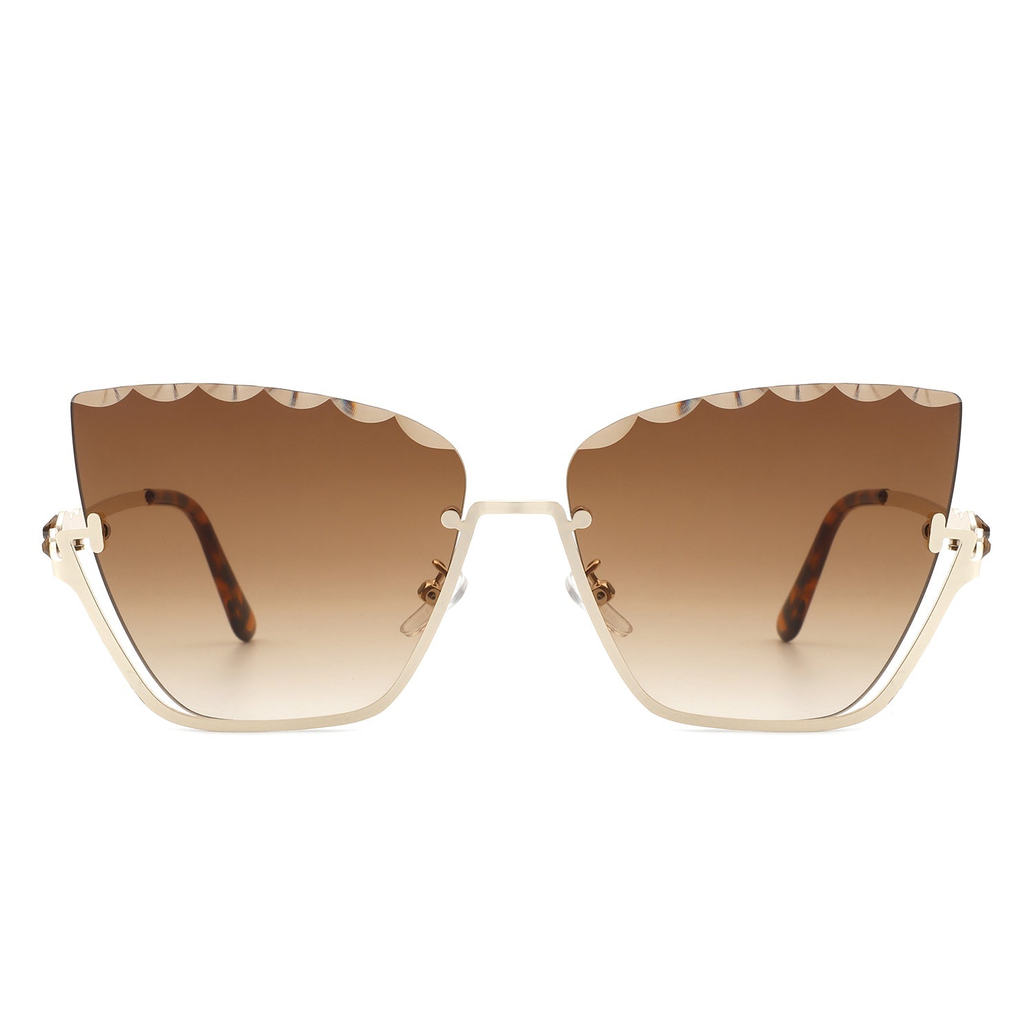 Starfire - Half Frame Square Irregular Tinted Fashion Cat Eye Sunglasses