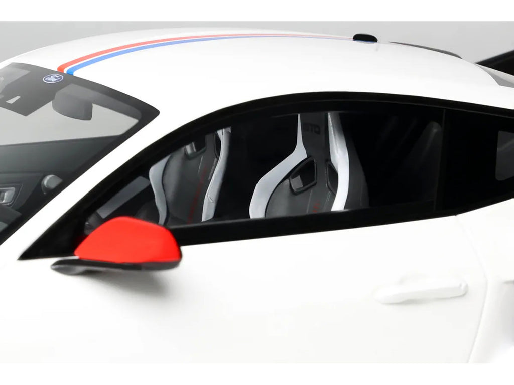 2025 Ford Mustang GTD "Spirit of America" Performance White with Blue and Red Stripes 1/18 Model Car by GT Spirit