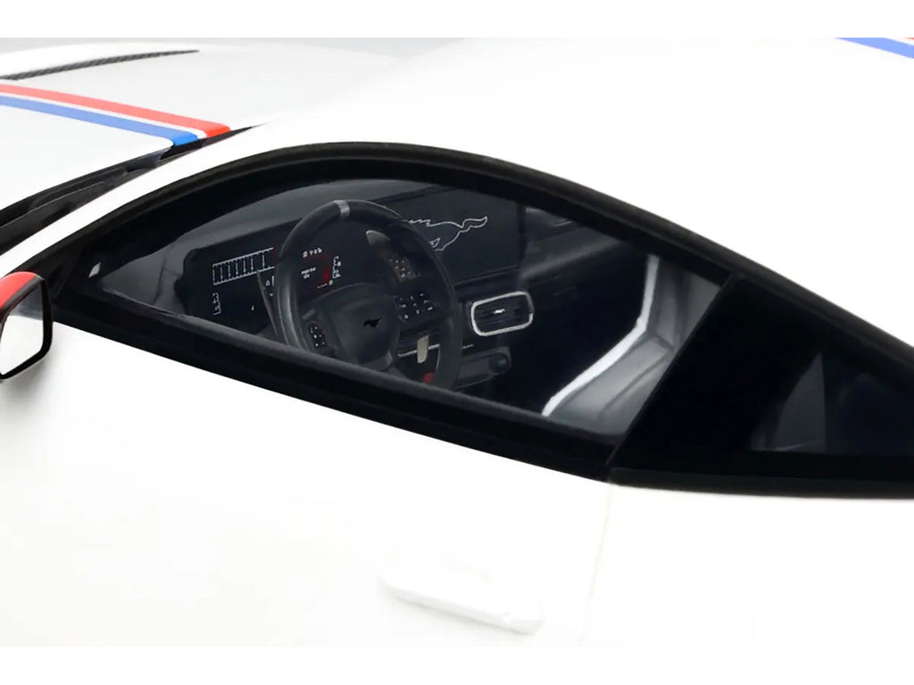 2025 Ford Mustang GTD "Spirit of America" Performance White with Blue and Red Stripes 1/18 Model Car by GT Spirit
