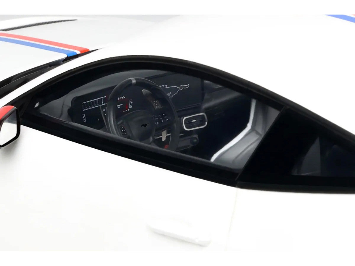 2025 Ford Mustang GTD "Spirit of America" Performance White with Blue and Red Stripes 1/18 Model Car by GT Spirit