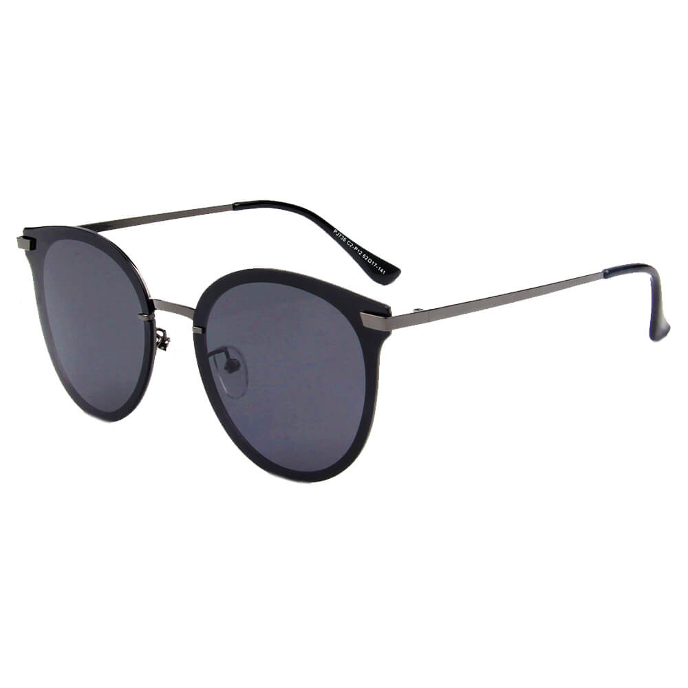 HORNACHUELOS | Women Round Flat Cat Eye Polarized Lens Sunglasses