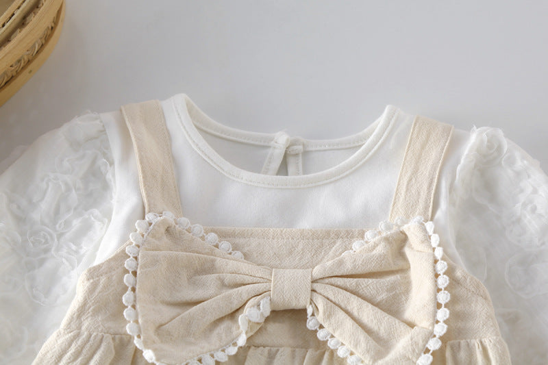 Baby Bow Patched Design Long Sleeve bodysuit