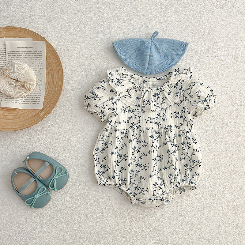Summer Baby Kids Girls Vine Pattern bodysuit And Girls’ Dress – Princess Sister Matching Set