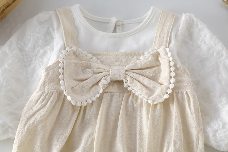 Baby Bow Patched Design Long Sleeve bodysuit