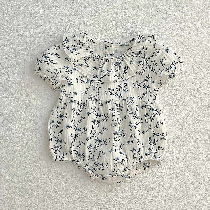 Summer Baby Kids Girls Vine Pattern bodysuit And Girls’ Dress – Princess Sister Matching Set