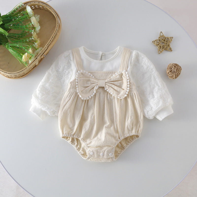 Baby Bow Patched Design Long Sleeve bodysuit